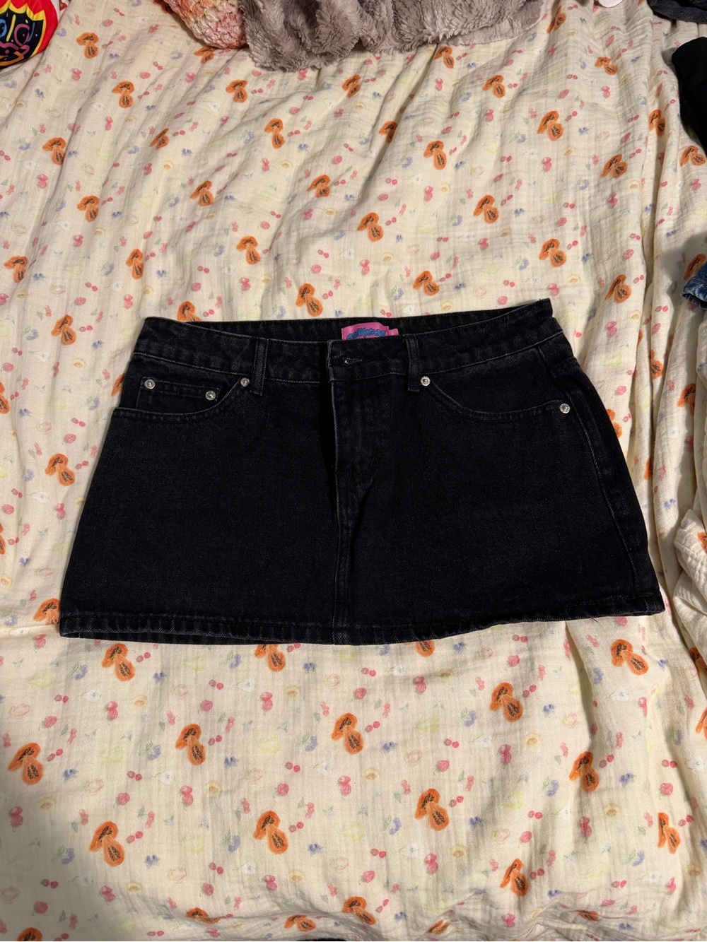 Edikted Black Denim Mini Skirt